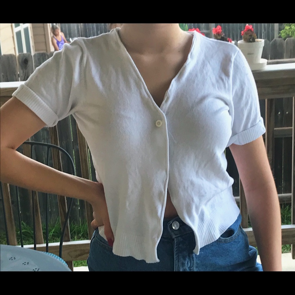 White cardigan